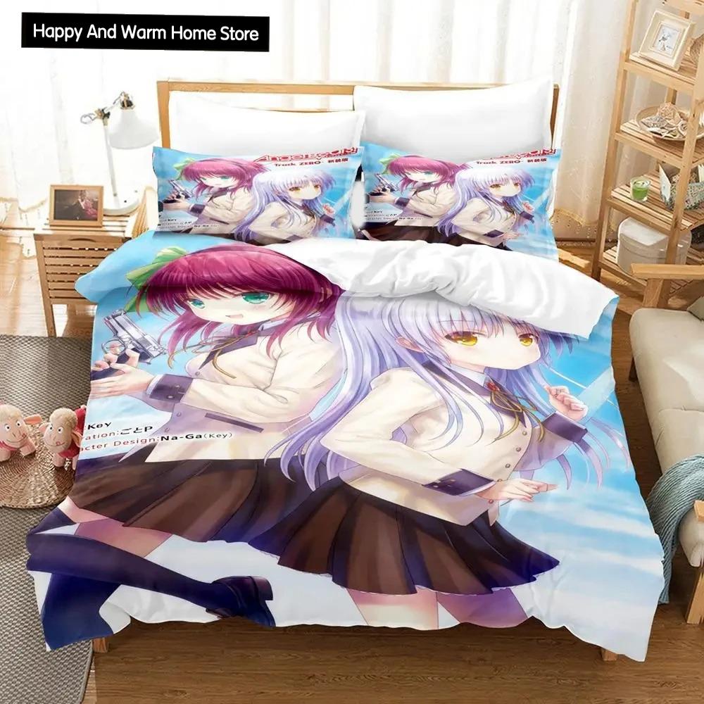 3D Печать Аниме Angel Beats Комплект постельного белья Пододеяльник Размер King Queen Для мальчиков Взрослых Постельное белье Мягкое Одеяло Наволочка