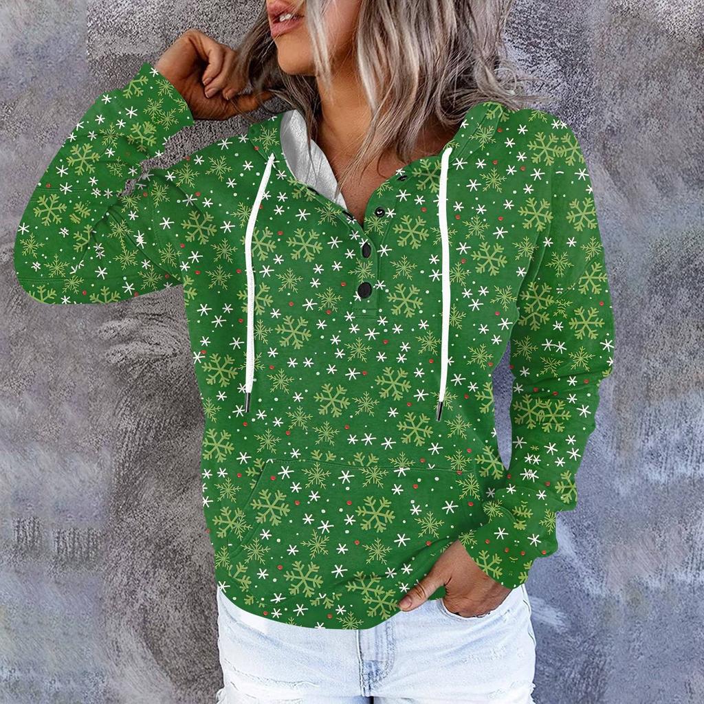 Женские повседневные модные принты с длинным рукавом на пуговицах пуловеры с капюшоном толстовки