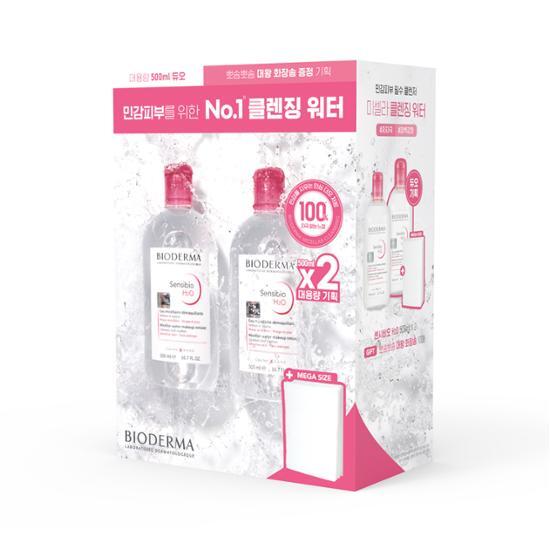 Bioderma Sensibio H2O 500 мл Очищающая вода Double Special (+10 королевских ватных дисков)