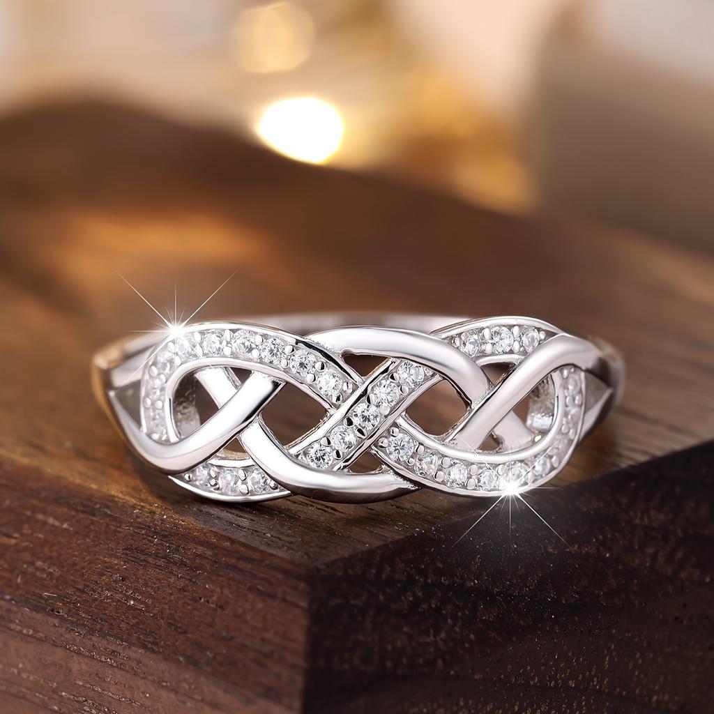 Elegant and simple women's zircon inlaid ring, exquisite finger decoration, wedding gift
