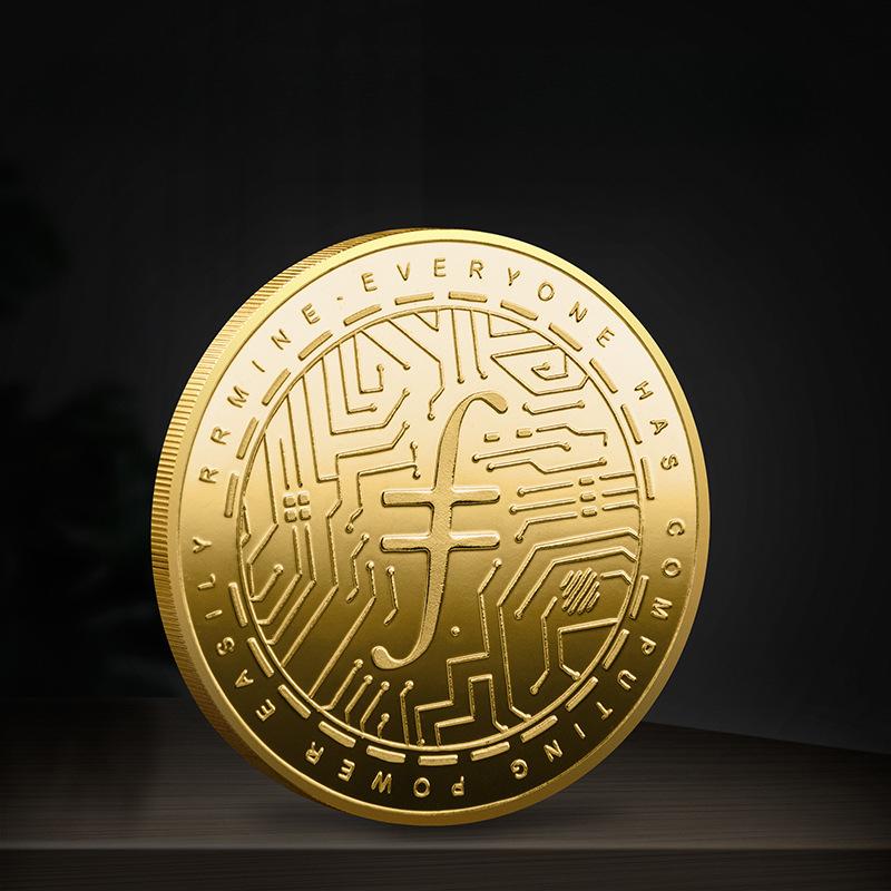 Металлическая памятная монета биткойн, файл Fil, виртуальная коллекция монет Ribo, памятный цифровой сувенир