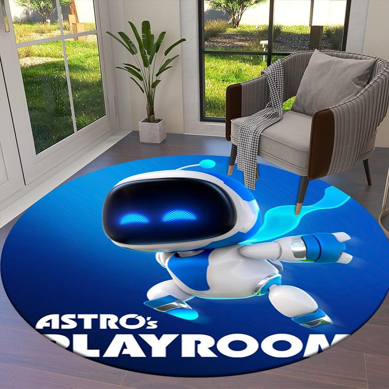 Круглый ковер ASTRO BOT, Ковер для гостиной, спальни, дивана, игровой комнаты, Декор, Нескользящий коврик для пола