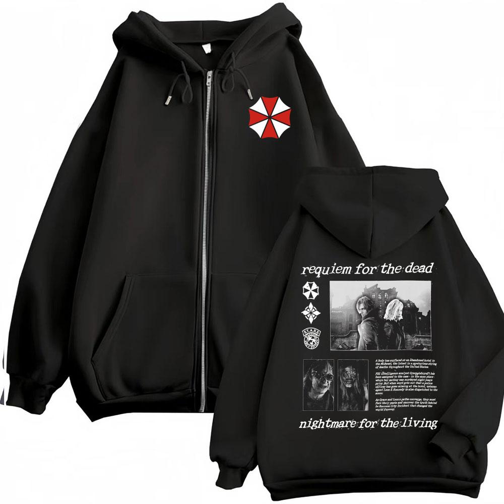 Resident Evil 9 Requiem Zip Up Hoodie Fashion Violence Aesthetic Jacket Sweatshirt Coats Men Women Harajuku Casual Zipper Hooded