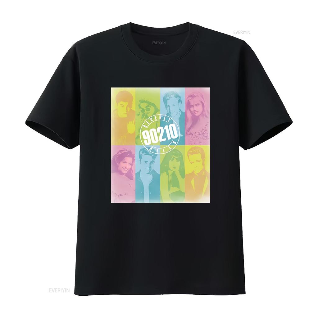 Beverly Hills 90210 Cast Color Block T Shirt for Retro TV Show Fans White vintage Washed Soft Breathable Slightly graphic