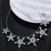 Women Headband Star Shape Hollow Out Shiny Rhinestone Solid Color Anti-slip Hair Decoration Elastic Hair Accessories Bridal Headband Gift