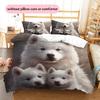 White Samoyed Pattern Bedding Home Decoration Birthday Gift (1 * duvet cover + 2 * pillowcase, without core)
