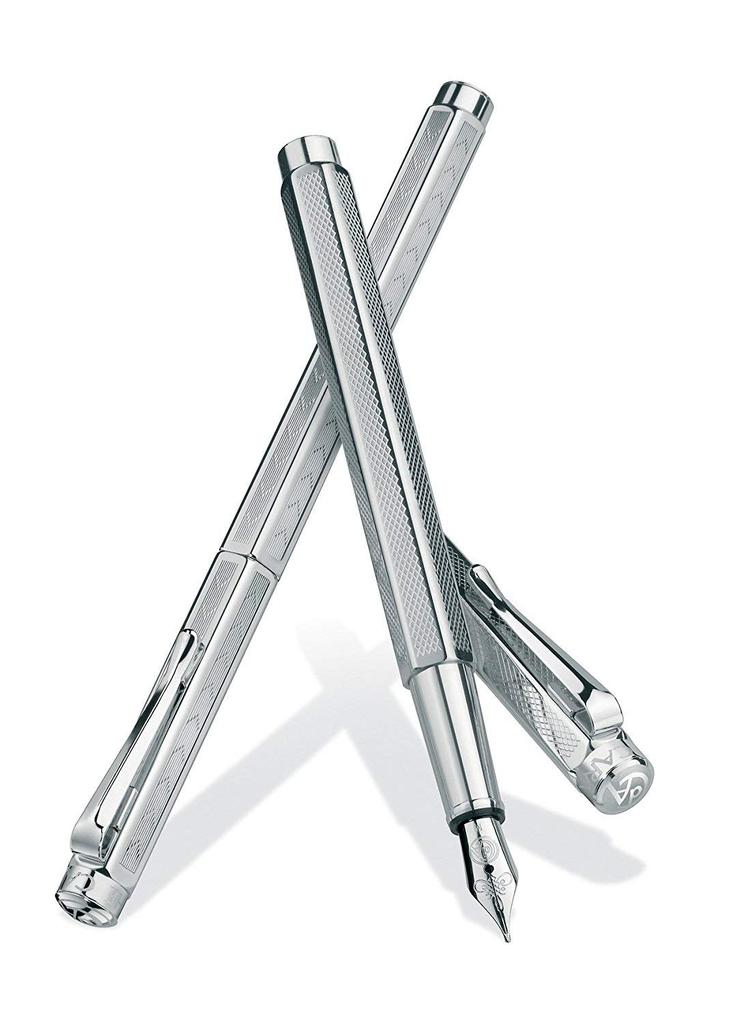 CARAN Ecridor Retro Silver Fountain Medium Officially Imported D'ACHE Pen, Nib, 0958-485,