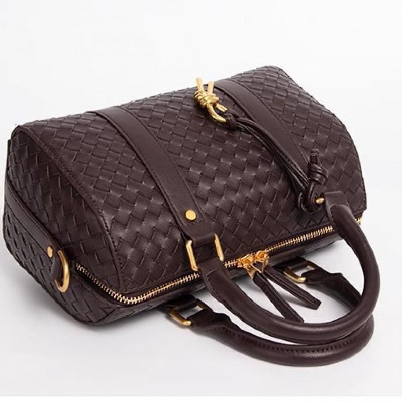 Woven Quilted Leather Tote Bag Women Soft Structured Shoulder Crossbody With Zip Interior Pockets