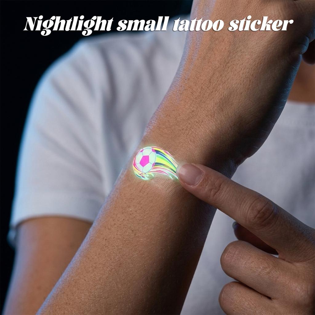 Glow-in-the-Dark Small  Stickers, Football Theme Fluorescent Tattoos, Event Cheering Decorative Stickers