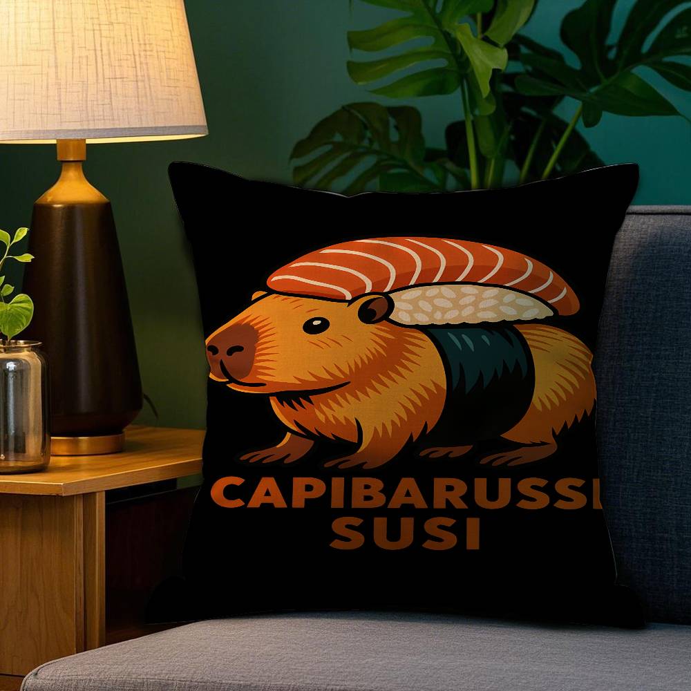 Italian Brain Rot Meme Tralalero Tralala Pillow Case Happy Atmosphere Short Plush Double-sided Printing Home Cushion Cover