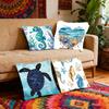 Seahorse Whale Starfish Turtle Blue Ocean Pillow Case Cushion Cover Polyester Decorative Sofa Cushion Pillowcase Home Decor
