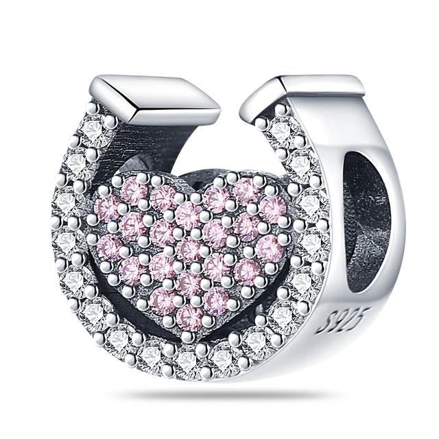 100% Стерлингового Серебра 925 пробы Медведь Животные Бабочка Цветок Любовь Сердце Розовые Подвески FitNew Оригинальный Браслет DIY Изготовление Ювелирных Изделий