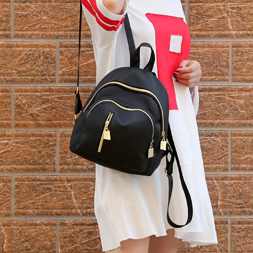 Женский водонепроницаемый нейлоновый рюкзак - стильные молнии, несколько отделений, регулируемый плечевой ремень, повседневный студенческий стиль, дорожный рюкзак