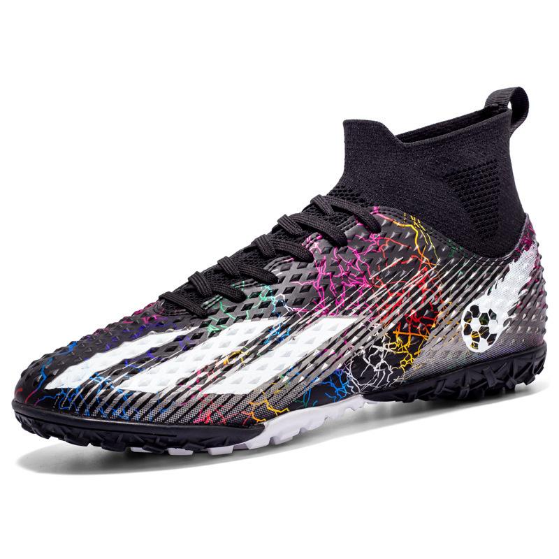 Футбольные бутсы 2025 года с высоким верхом для мальчиков и детей с шипами и шипами, соревновательные тренировочные бутсы для молодежи и студентов для искусственного газона