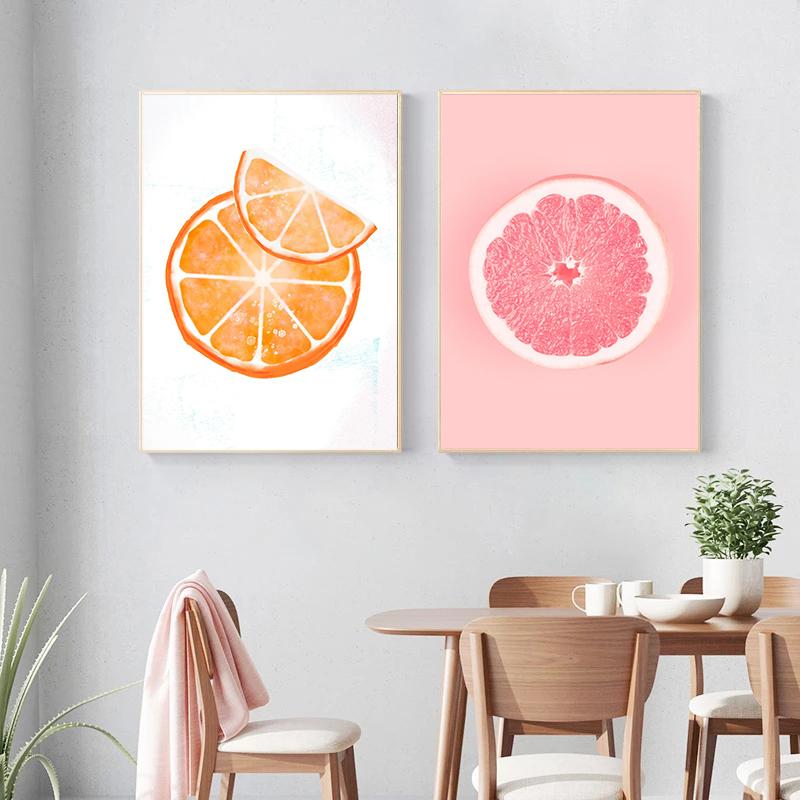 Interesting Sliced Fruits Such As Oranges Lemons And Grapefruits Art Poster Canvas Printed Mural Living Room Bedroom Home Decor