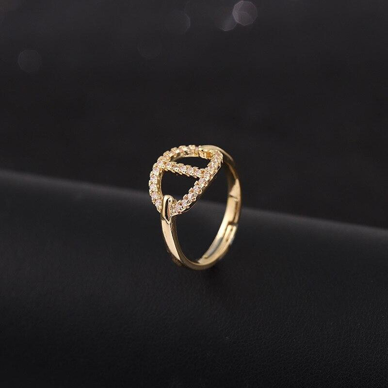 Минималистское кольцо с цирконием CD, модное, с полым носом свиньи, регулируемое, позолоченное 18 карат, ювелирные изделия для женщин, пары, подарки на Новый год