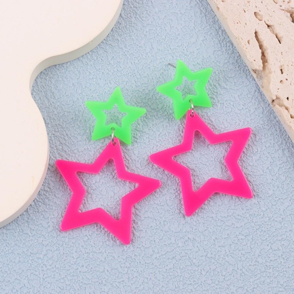 Y2K Star Pendant Earrings Geometric Pentagram Hollow Star Earrings Geometric Earrings Daily Wear