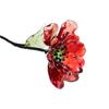 Handcrafted Glass Flower with Wire Stem Hand-Blown Colored Glaze Mini Floral Figurine Decoration Home Living Room Office Table Flower Vase Ornament