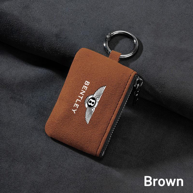 B-Bentley-B LOGO Suede Car Key Bag Wallet Card Coins Pouch For New Bentley Continental GT MULLINER Bentayga Flying Hurtling Spur CL9