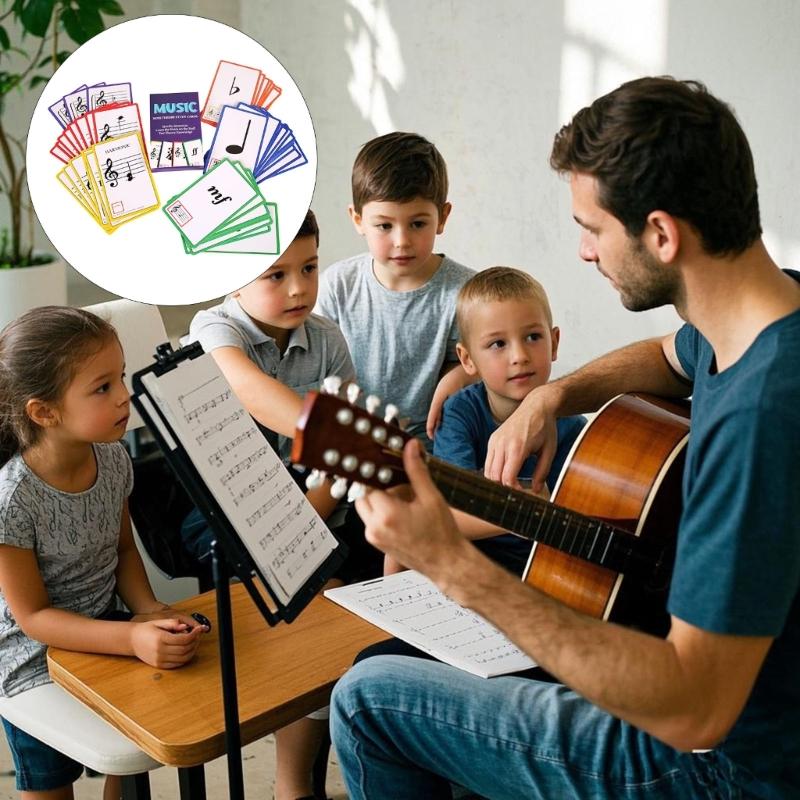 Карточки по музыкальному образованию Учебный инструмент Аккорды пианино Карточки-вопросы по теории нот пианино для начинающих Долговечные