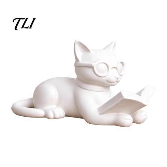 Подарок для книголюбов 3D-печатная фигурка кота-читателя, декоративная статуэтка с очками, детское украшение для комнаты, креативное животное, настольное украшение