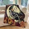 Skull Moon Sun Art Print Blanket Warm Soft Fluffy Kids Adult Luxury Gifts for Sofa Bed Home Outdoor Travel Camping Blanket