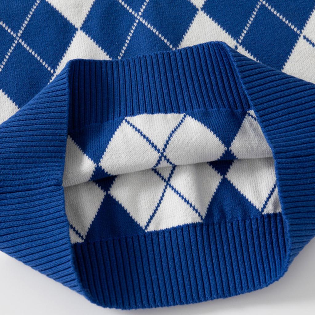 Детский вязаный клетчатый жилет, свитер, пуловер, жилет с v-образным вырезом