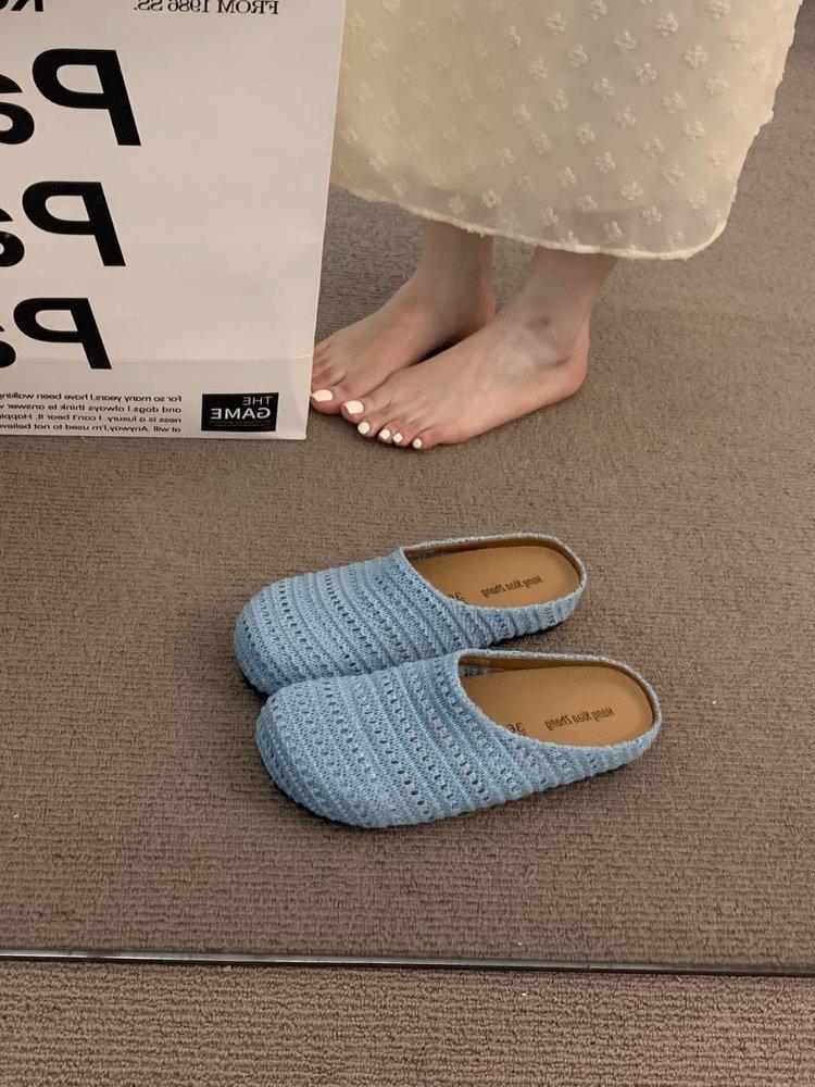 Французская нишевая плетеная вручную ажурная дышащая сумка, домашние тапочки-полушлепанцы, женская летняя обувь, римский стиль, толстая подошва, обувь Boken