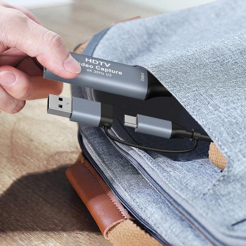 Карта захвата видео для игр Type C+USB на HDTV 4K 30 Гц 1080P 60 Гц Регистратор Видеокамера для видеоигр Конвертер с низкой задержкой