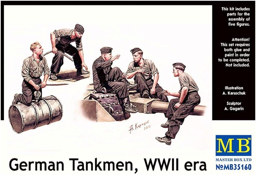 Master Box Немецкий танковый экипаж пополнение и 5 фигур в летнем стиле Пластик MB35160 1/35 Отдых, Фигуры, Модель,