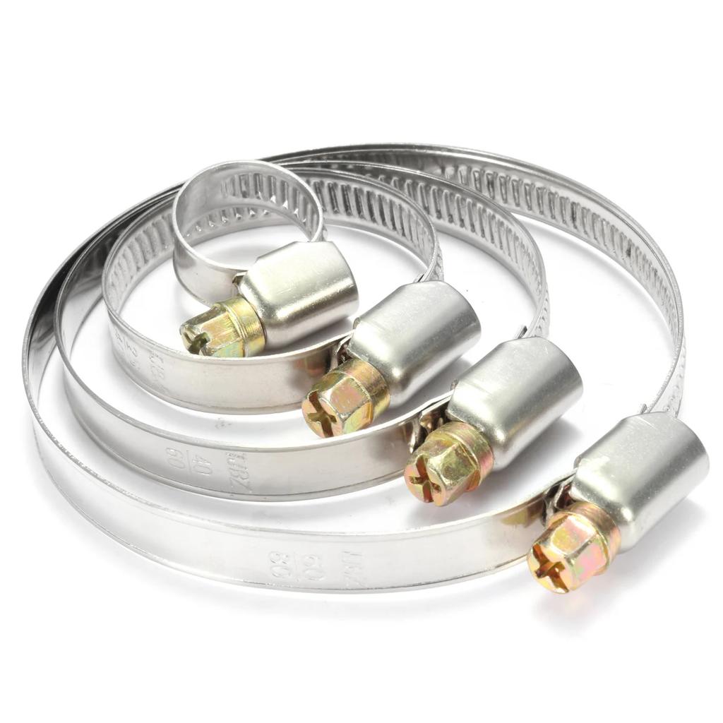 20Pcs/set Pipe Clamps Stainless Steel Hoop Hose Clips Fuel Hose Pipe Clamps Worm Drive Durable Adjustable Drive Hose Clamp