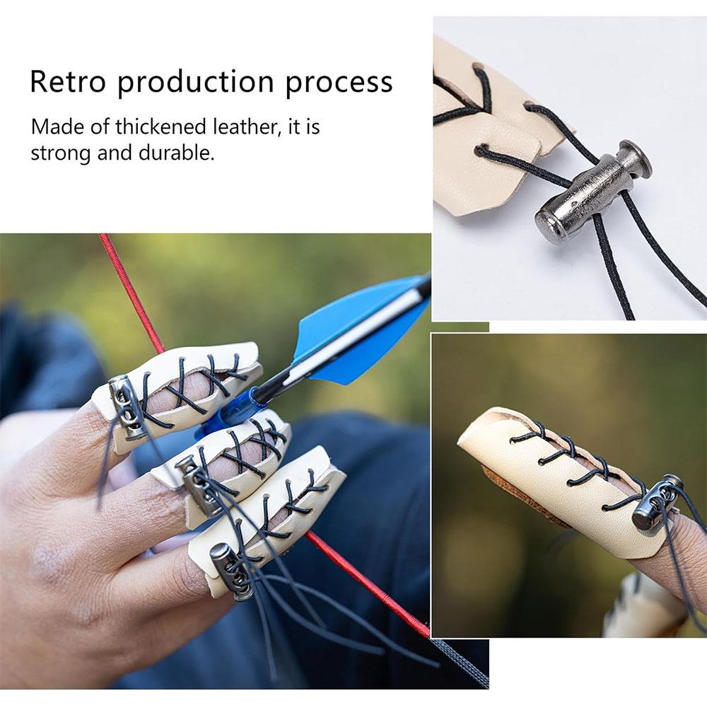 Archery Finger Guard Leather Finger Tab Hand Guard for Recurve Bow Traditional Bow Protects Fingers Hands for Hunting 5