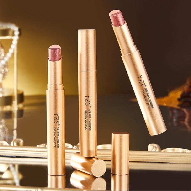 Three Color Eye Shadow Stick Gradient Delicate Shiny Waterproof Glitter Eye Shadow Waterproof Long-Lasting Eye Cosmetics