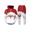 Mens Christmas 3D Digital Print Hooded Sweatshirt Jogger Pants Set Loose Fit Air Layer Fabric Casual Wear