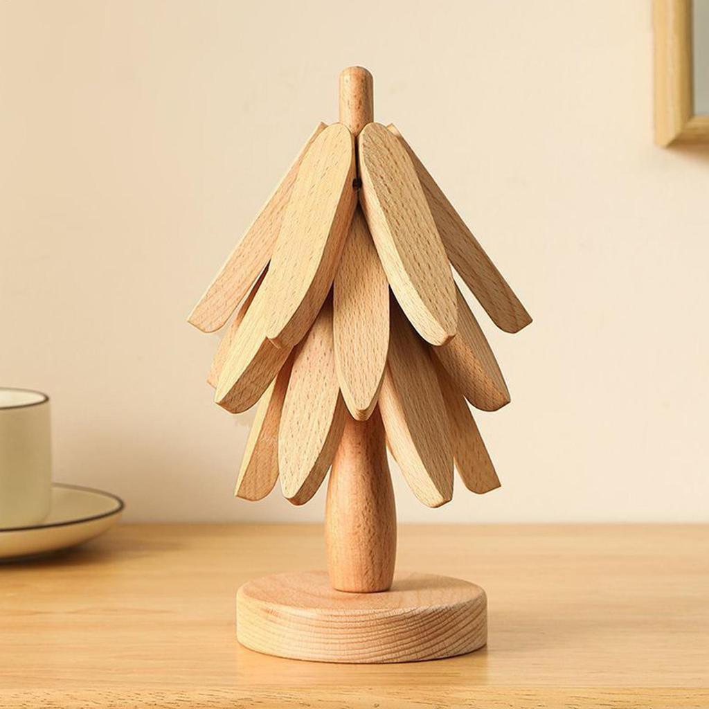 Wooden Insulation Trivet Tree Non-Slip Cup Coaster Set for Stove Pan Cup Teapot Hot Dishes Bowl, Anti-Scalding Cookware Coaster