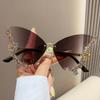 Butterfly Rimless Fashion Sunglasses For Women Luxury Rhinestone Decorative Glasses For Party Prom Club