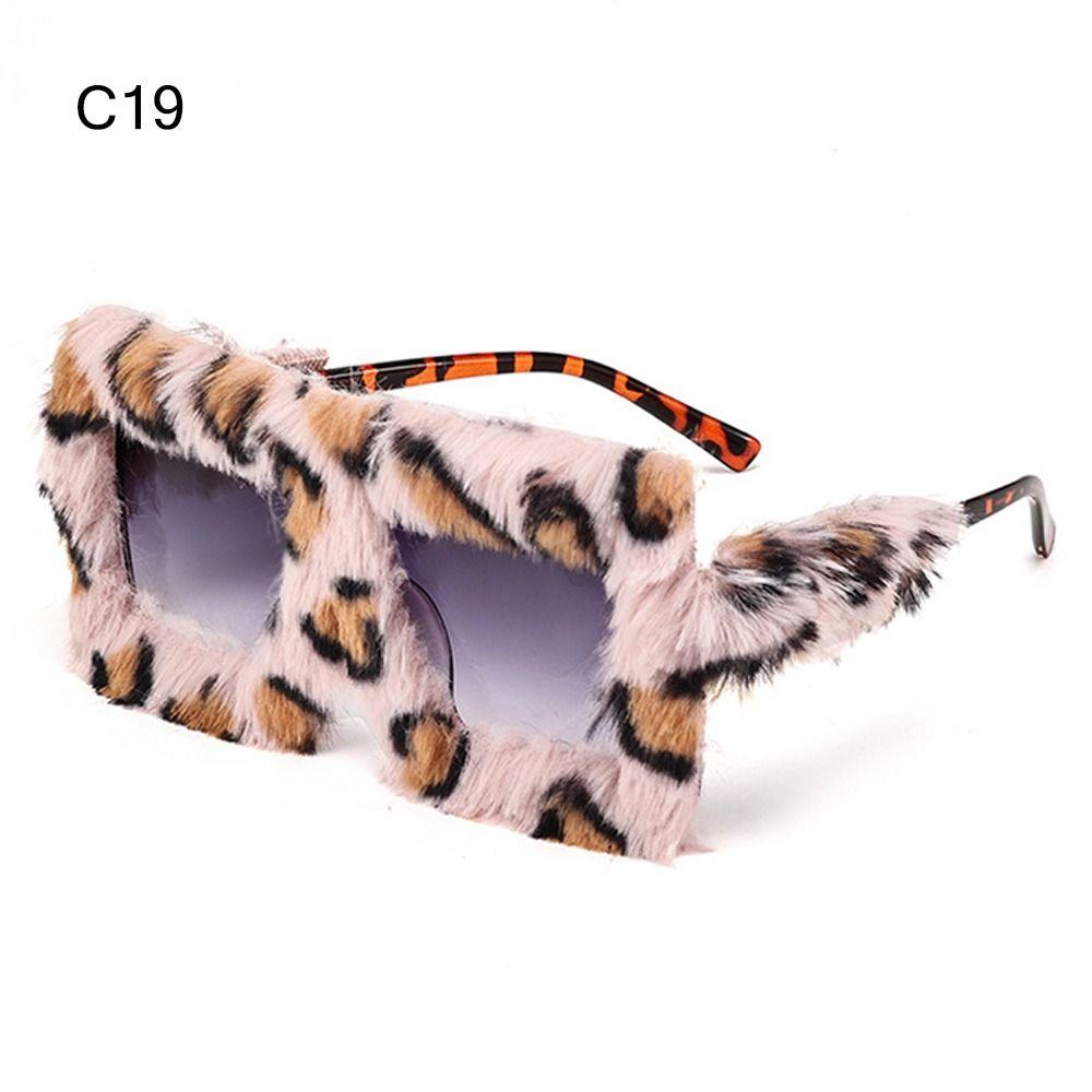 Oversized Sunglasses Soft Fluffy Style Winter Shades Party Christmas Halloween Cosplay Square Frame Sun Glasses For Women