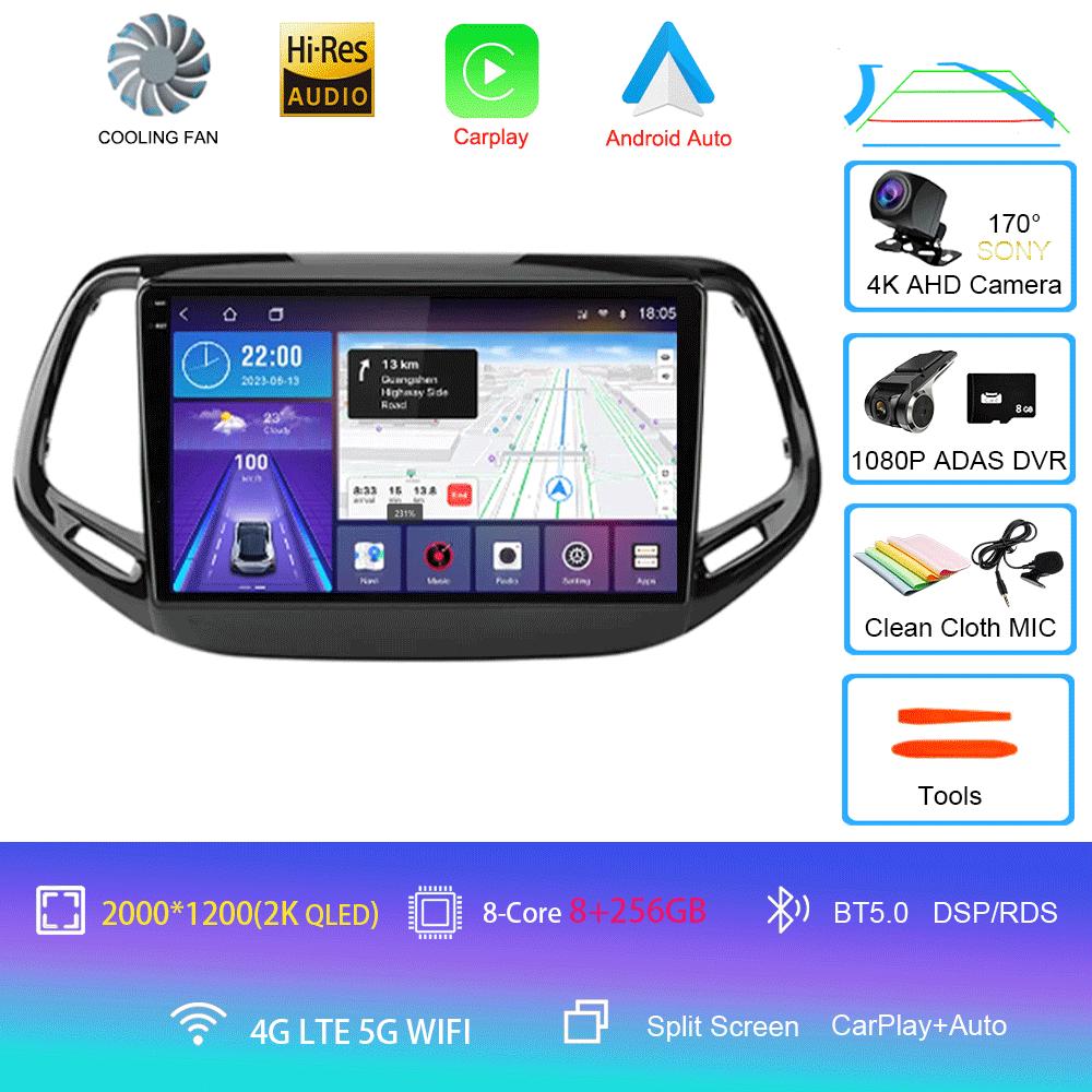 Android 14 Carplay Auto WIFI+4G Для Jeep Compass 2017 2018 2019 Автомагнитола GPS Стерео Мультимедийный Видеоплеер 2din Головное Устройство DSP