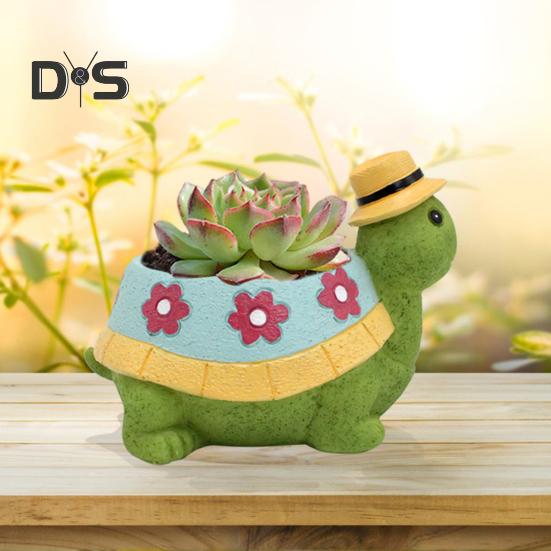 Черепаха горшок для растений украшение высокая прочность водонепроницаемый мультяшный милый черепаха животное суккулент держатель смолы цветочный горшок