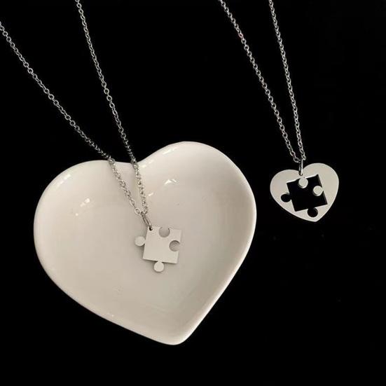 1 пара ожерелья для пар в стиле панк, выдалбливают соответствующие гальваники, значимый подарок, ювелирные изделия, ожерелья с подвеской-головоломкой для пары для свиданий