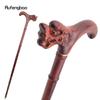 Red Dragon Wooden Bamboo Joint Single Joint Fashion Walking Stick Decorative Cospaly Cane Halloween Crutch Wand Crosier 92cm