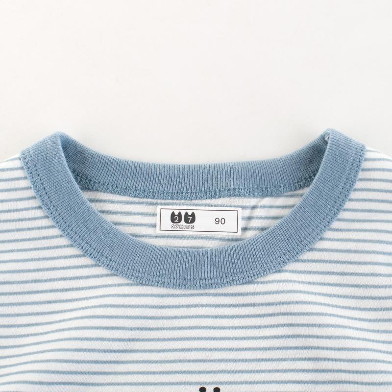 Children's clothing new summer children's short-sleeved T-shirt striped crew neck top, children's clothes