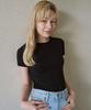 5OML Slim Crop Back Ribbon T-Shirt (Black)