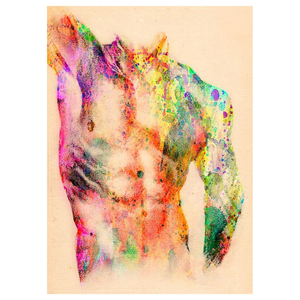 Watercolor Oil Painting Canvas Poster Sexy Nude Man Abstract Body Prints Wall Art Pictures for Room Decor Home Wall Decoration