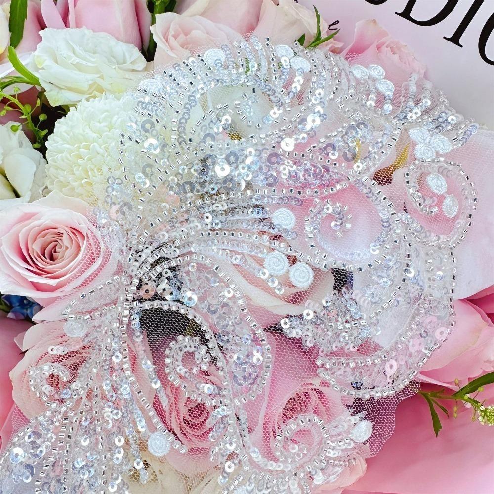 1Pair Beaded Sequined Dress Accessories Wedding Dress Clothing Chest Flower Handmade Flower Patch