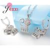 Top Quality Cute Cat Crystal 925 Sterling Silver Color Jewelry Set For Female Women Necklaces Earrings Bridal Jewellery Sets