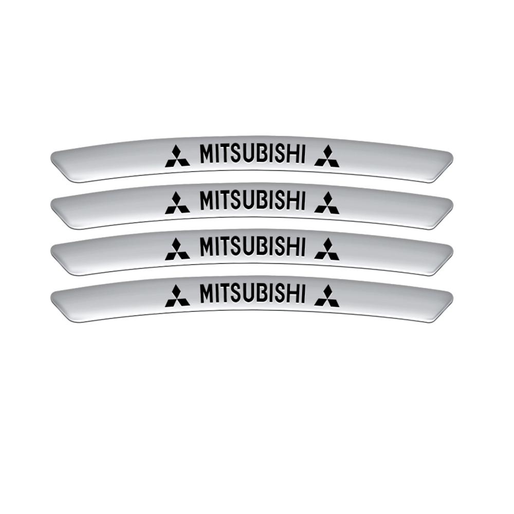 4Pcs Car Decoration 3D Wheel Tire Curved Rim Sticker Decal for Mitsubishi Pajero Sport ASX Lancer L200 Attrage Xpander Eclipse
