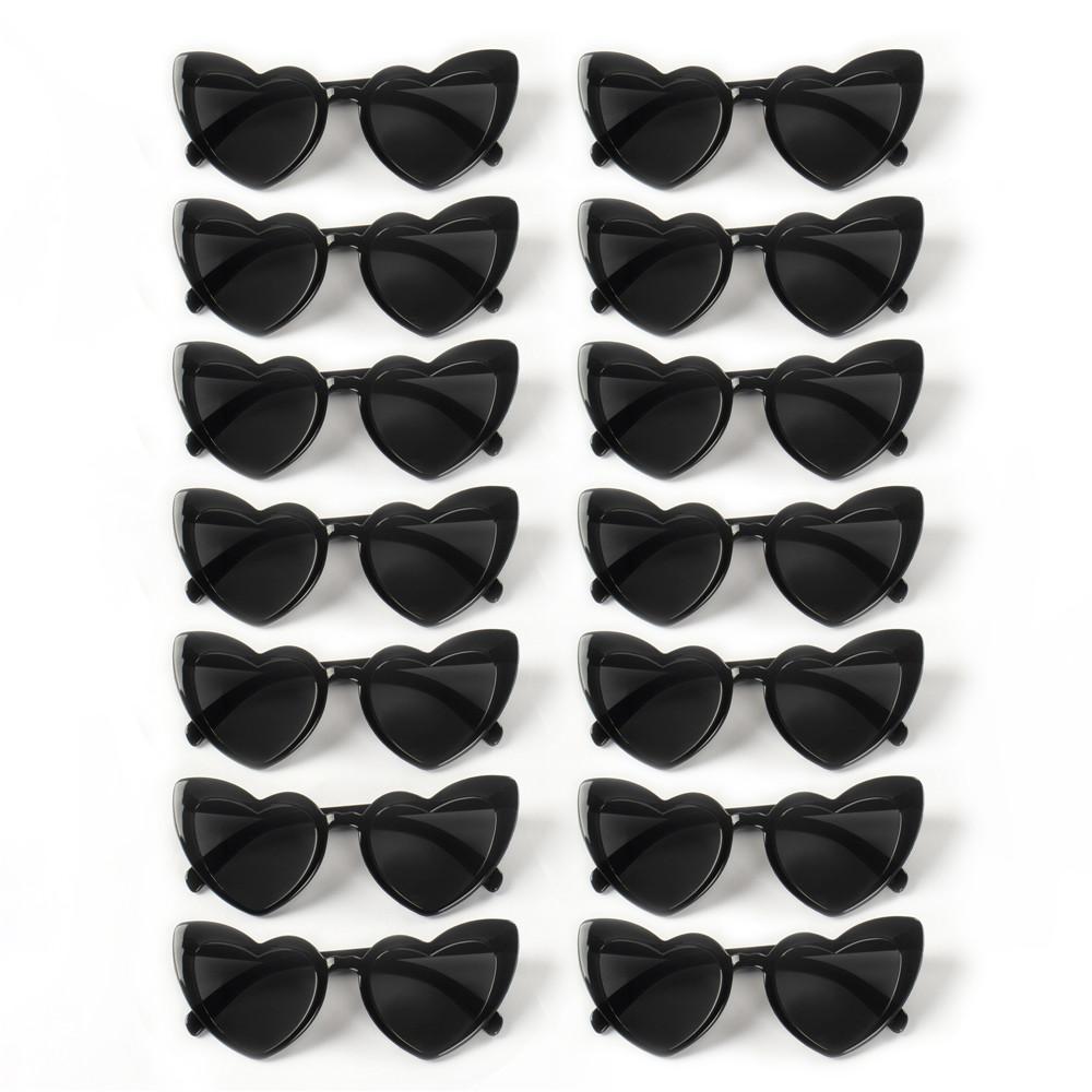 14 ШТ. Очки «кошачий глаз» в пластиковой оправе в форме сердца, поликарбонатные, декоративные, винтажные, в комплекте для вечеринки, свадьбы, музыкального фестиваля