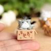 1/4 шт. Кавайная мини-фигурка котенка Садовая статуэтка котенка Подарок для детей Детская комната Украшение Игрушка Миниатюрные фигурки Дом D