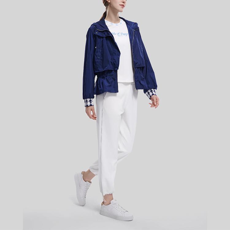 Fila Однотонная куртка с капюшоном на молнии с длинным рукавом Женские куртки Тахо-синий F11W334707F-DB